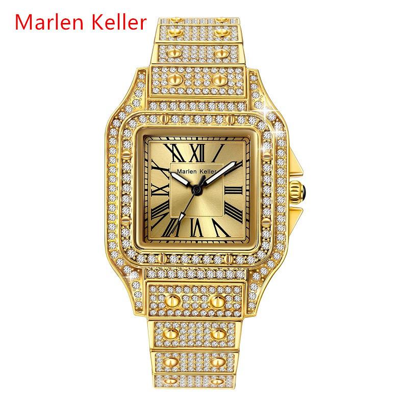 Dámské hodinky Módní Luxusní Křemenné Náramkové Hodinky pro Dámu Ciferník s Diamanty Hodiny z Nerezové Oceli