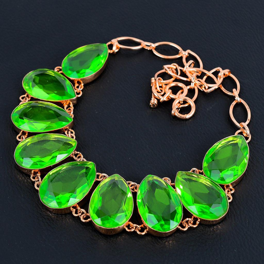 Green Topaz Gemstone Pure Copper Jewelry, Handmade Necklace Jewelry, Beauteous Topaz Necklace For Women