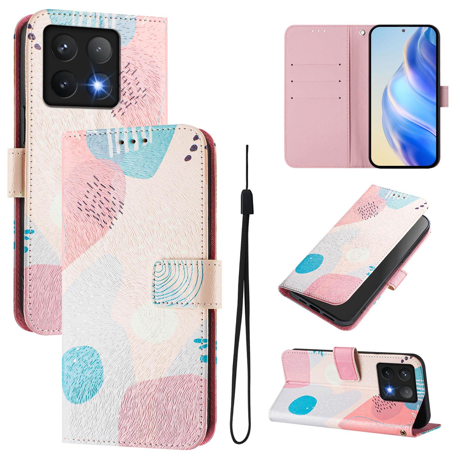 

For Xiaomi 14T Pro Case Pattern Printing Wallet Phone Cover with Strap Graffiti