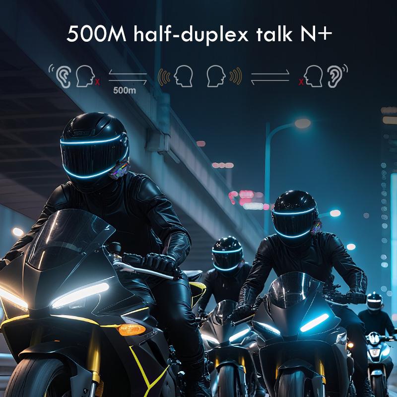 1/2pcs Wireless Dual Core 6.0 Motorcycle Intercom Headset Helmet 500m Distance 1000mAh Interphone Support Music Sharing