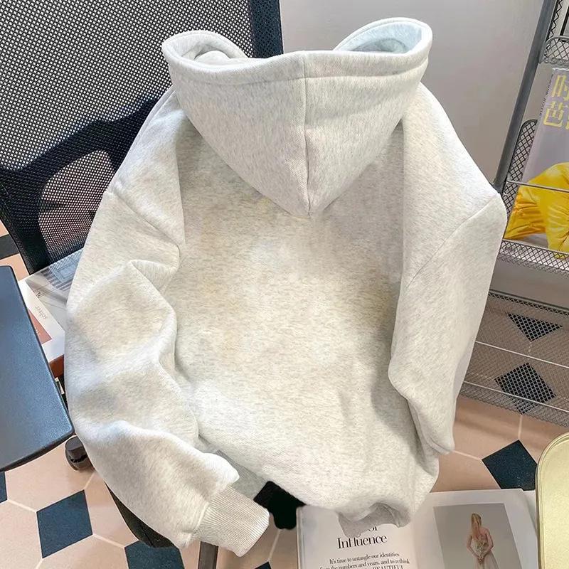 Pure Cotton Oversized Hooded Sweatshirt - Unisex Autumn/Winter Casual Style for Couples