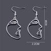 Fashion Silver Color Hollow Abstract Face Dangle Earrings Stainless Steel Earrings For Women Hip Hop Jewelry