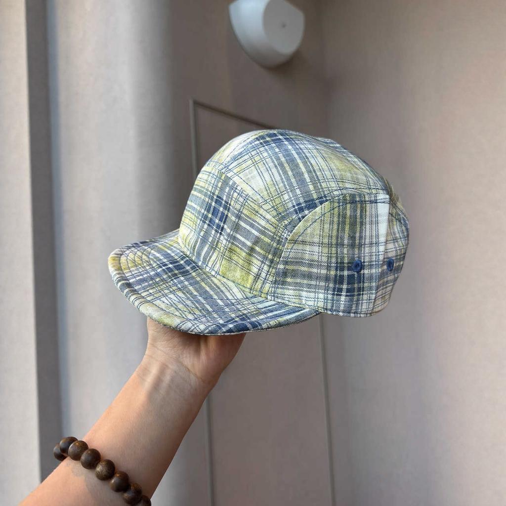 Early Spring Retro Plaid Short Brim Cap Men's and Women's Fashion Casual Thin Versatile Sunshade Five-piece Baseball Cap