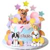 Dog Cake Topper Clay Figurines Puppy Star Yellow Pink Purple Ball Cake Topper for Dog Theme Birthday Dog Pet Party Supplies
