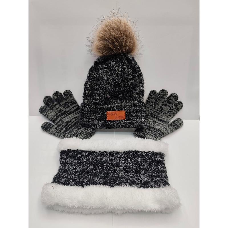 Children's Knitted Hat, Scarf, Gloves, Three Piece Set, Autumn and Winter New Item, Fur Ball Baby