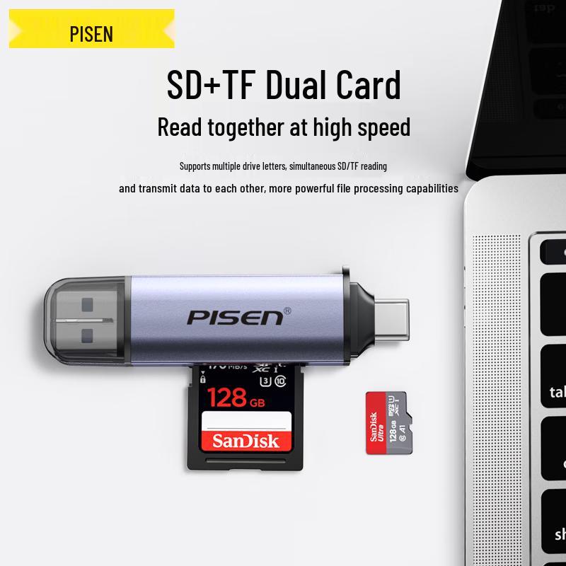 Pisen USB 3.0 Type-C 2-in-1 SD/TF Card Reader