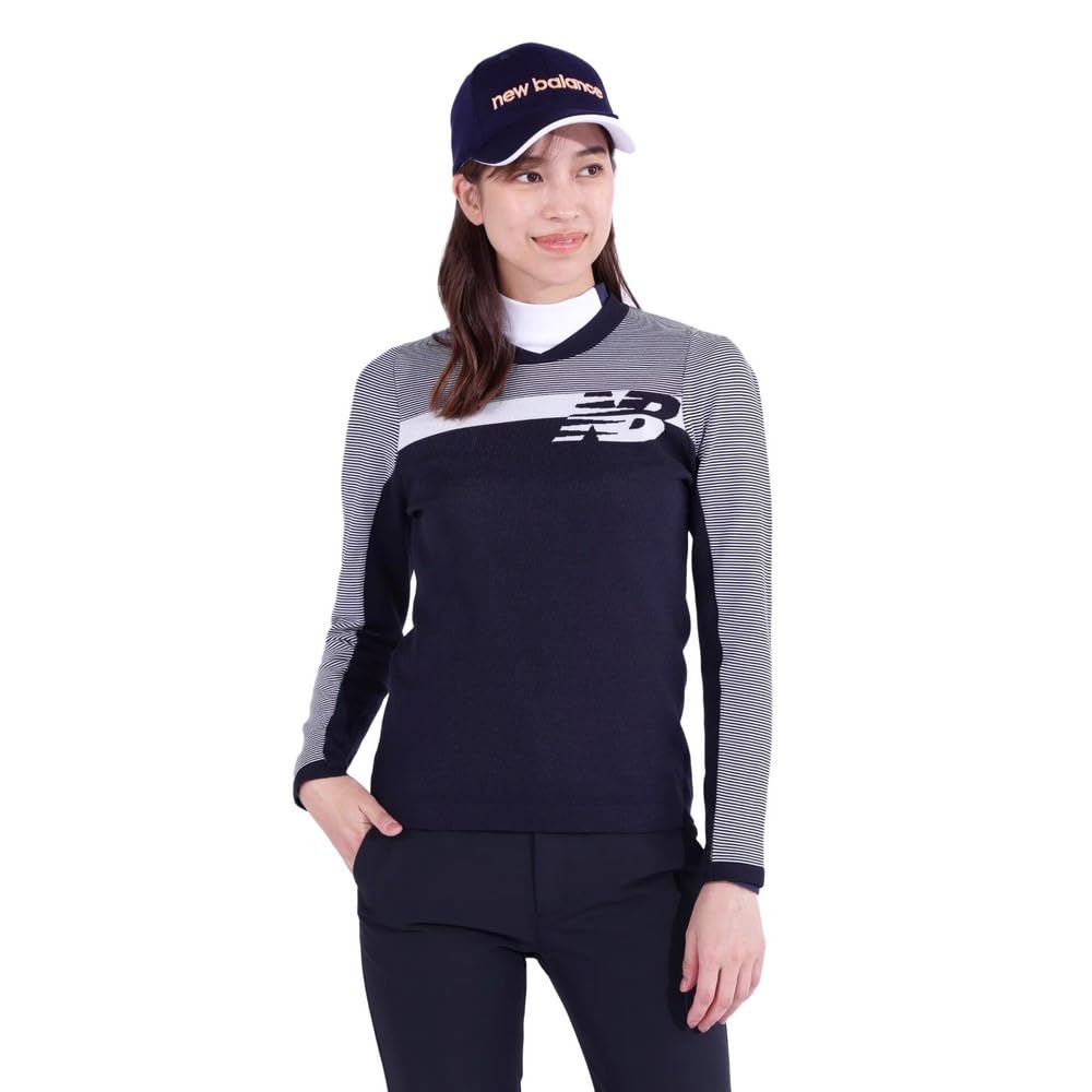 

New Balance Golf Crew Neck Sweater Size 1 Women s (Stretch Striped) / 012-3270501 121_Navy [M]