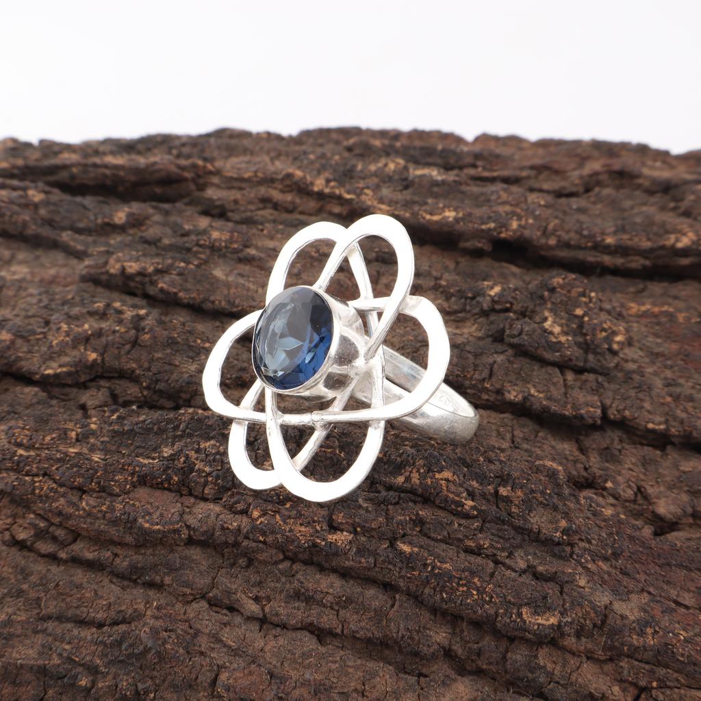 London Blue Topaz Ring, 925 Solid Sterling Silver Gemstone Jewelry, Handmade Ring, For Thanksgiving Gift