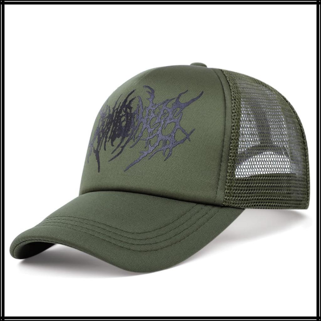 Street CZ825 [White Fang] Cap, Hat, Mesh, Style, Breathable, Fashionable, Stylish, Men's, (Black)