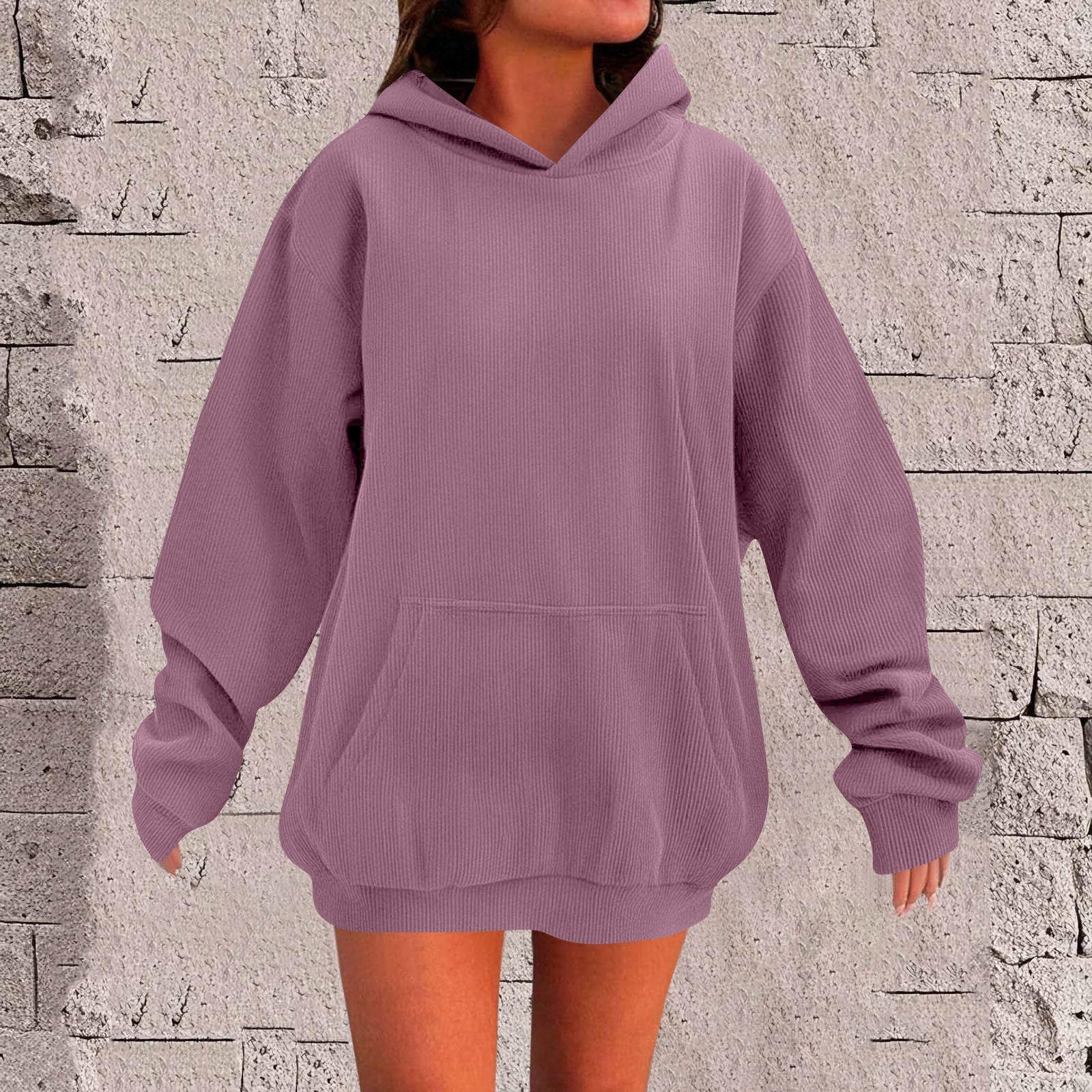 

Womens Oversized Sweatshirts Fleece Hoodies Long Sleeve Pullover Outfits With Pocket XXL фиолетовый