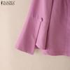ZANZEA Damen Lässig Rundhals Schlitz 3/4 Ärmel Sommer Locker Bluse