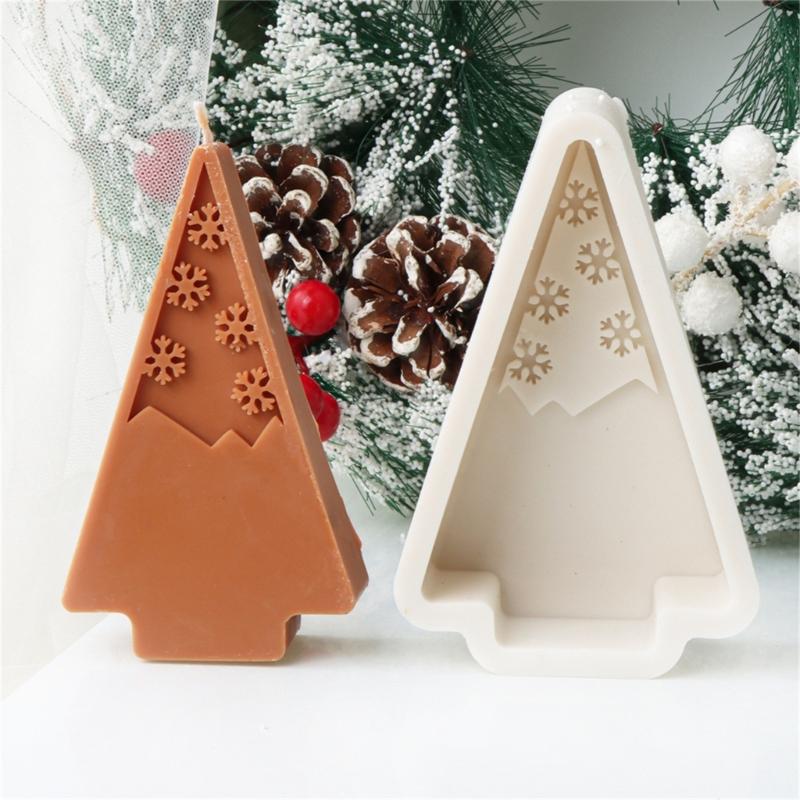 Flexible Silicone Mold Handmade Scented Candle Mould Snowflakes Christmas Tree Aromatherapys Mold Home Decorations