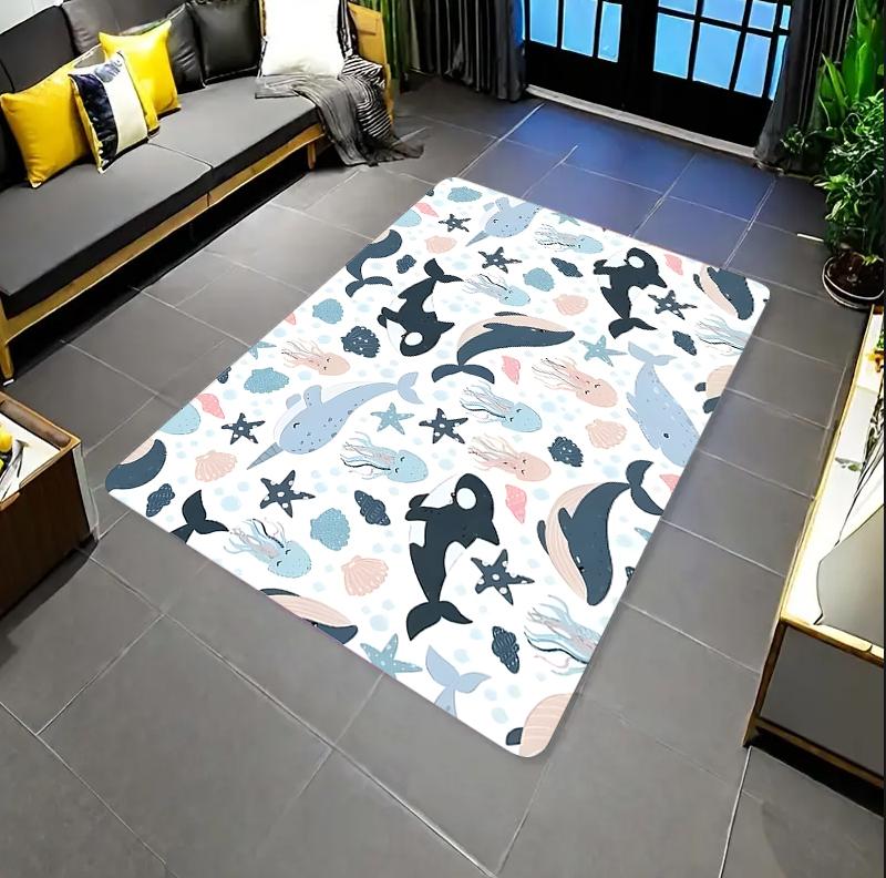 

Jungle Adventure Rug Cute Animal Pattern Home Decor Carpet Soft Non-Slip Floor Mat Lion Giraffe Monkey Print Kids Room Decor 40X60cm