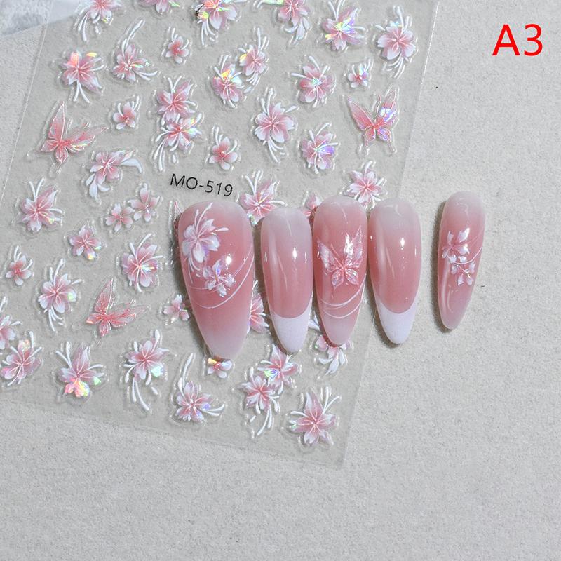 Nail Adhesive Nail Charm Nail Art Accessories Laser Flower Nail Sticker Nail Art Decoration Relief 3D Sticker