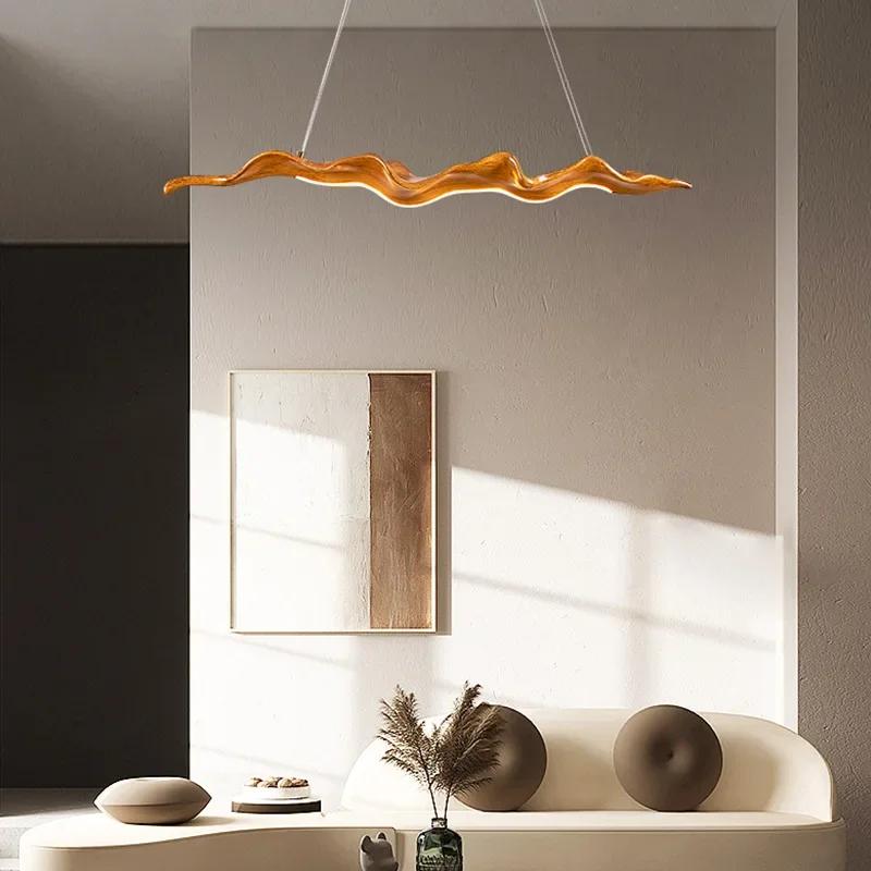 Vintage Resin Leaf Pendant Lights Tea House Dining Room Bedroom LED Chandelier Fixtures Indoor Decor Lighting Hanging Lamp