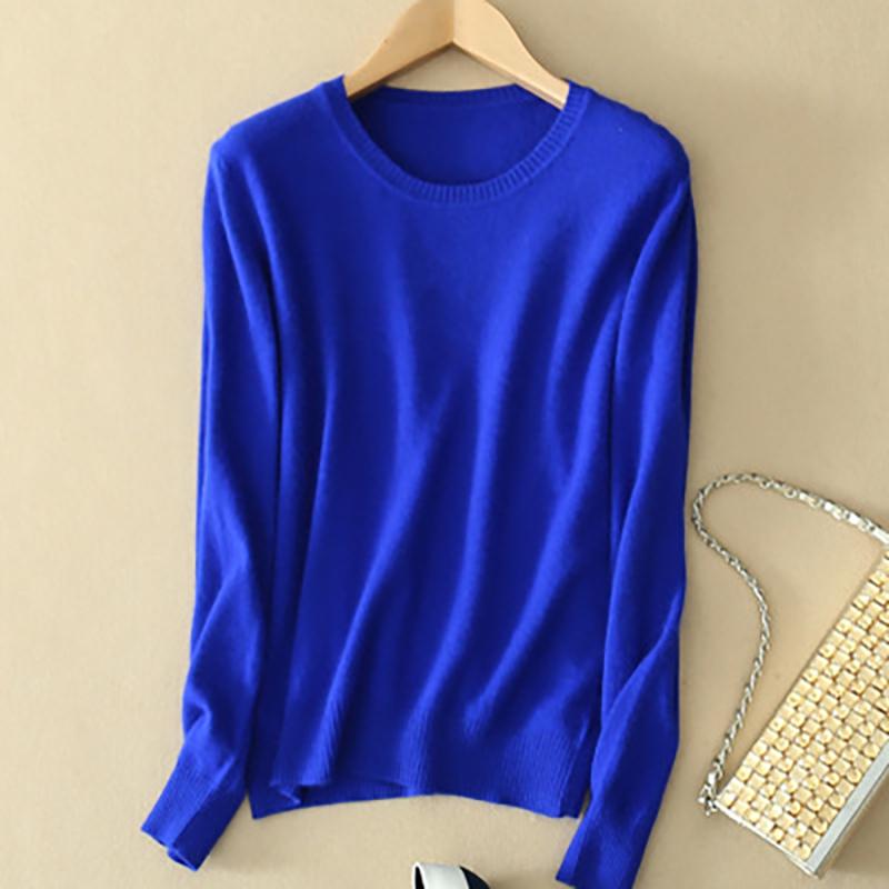 Soft Cashmere Sweaters Long Sleeve Pullovers for Women Autumn Winter Solid Color Knitwear O-Neck Wool Knitted Brand Tops Jumpers
