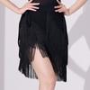 Vestido de Dança Latina Feminino Traje de Treino Saia Curta Franja Sexy de Três Camadas Fantasia de Dança Traje de Treino Saia Curta Preto