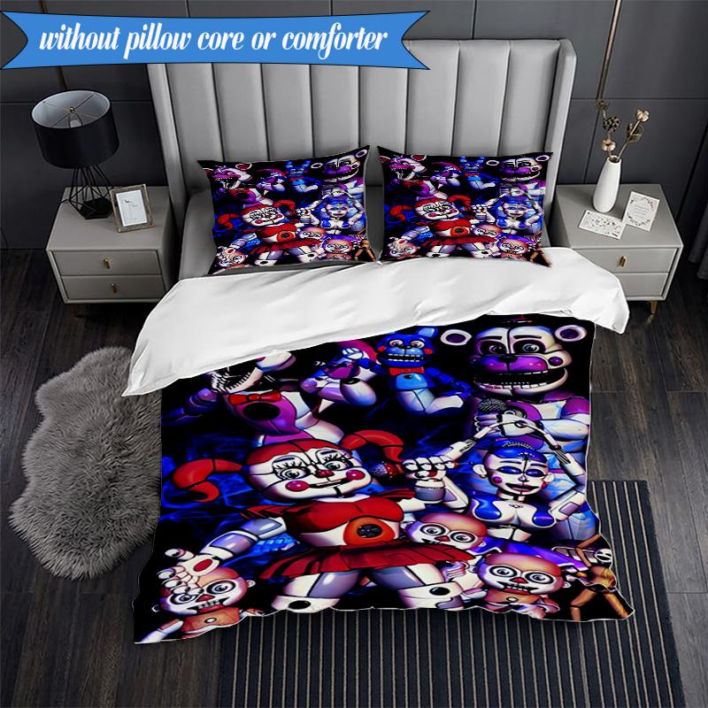 Collage di Personaggi Fnaf 3 Pezzi Gruppo Musicale K-pop Set Biancheria da Letto, Ideale per Camera da Letto, Dormitorio, Include Copripiumino E 2 Federe, Regali per Fan