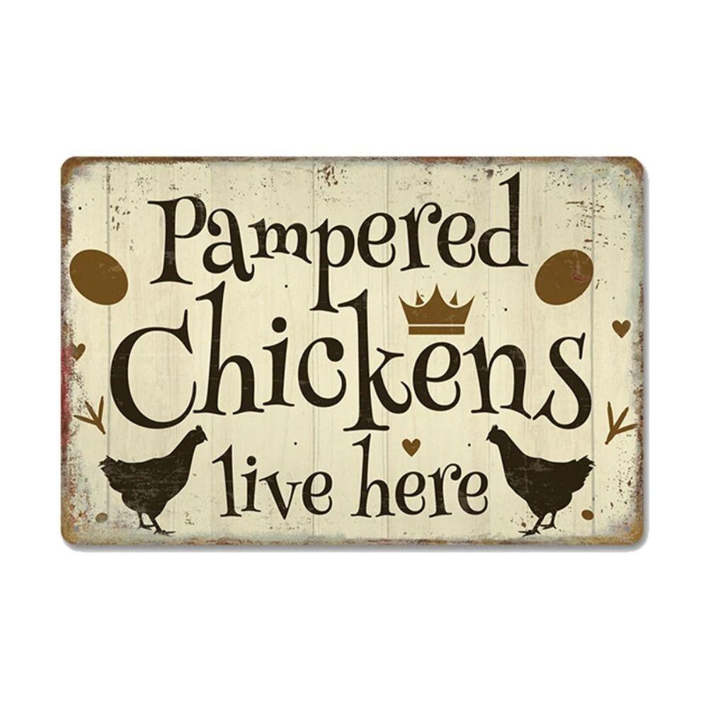 Funny Warning Chicken Sign, Indoor Outdoor Metal Plaque 20x30cm