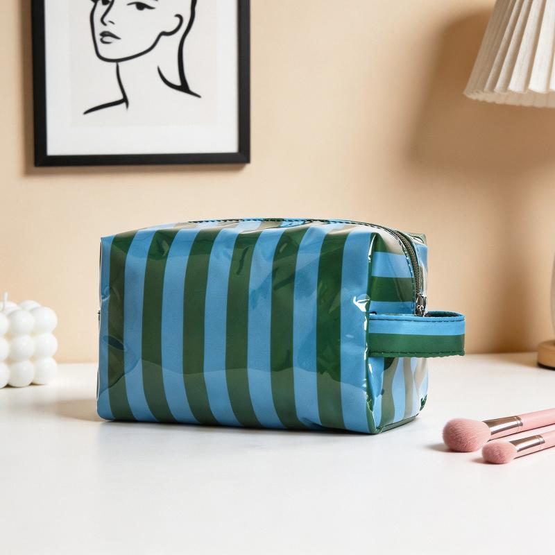 Stylish Strip Makeup Bag Portable Travel Large Capacity Lipstick Storage Bag Handbag Cosmetic Bag Toiletry Bags Girls Gifts