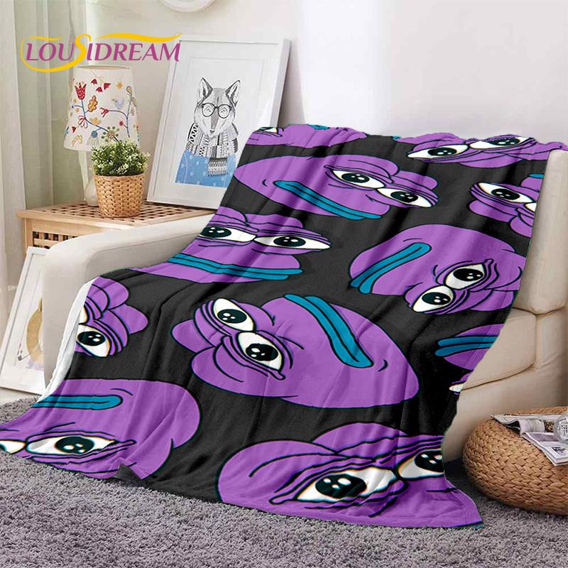3D Cartoon Pepe Frosch Gesicht HD Weiche Flanelldecken, Überwurfdecke Bequeme Decke für Picknick Betten Sofa Haus Schlafzimmer Geschenke