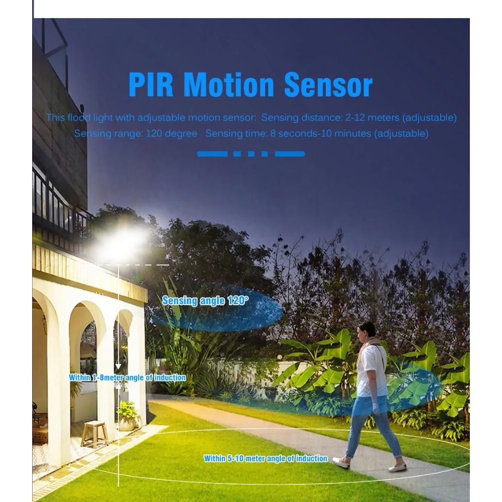 LED Floodlight PIR Motion Sensor White/Warm White IP66 AC220V Exterior Projector Spotlight SMD2835 Outdoor Lighting Floor Lamp