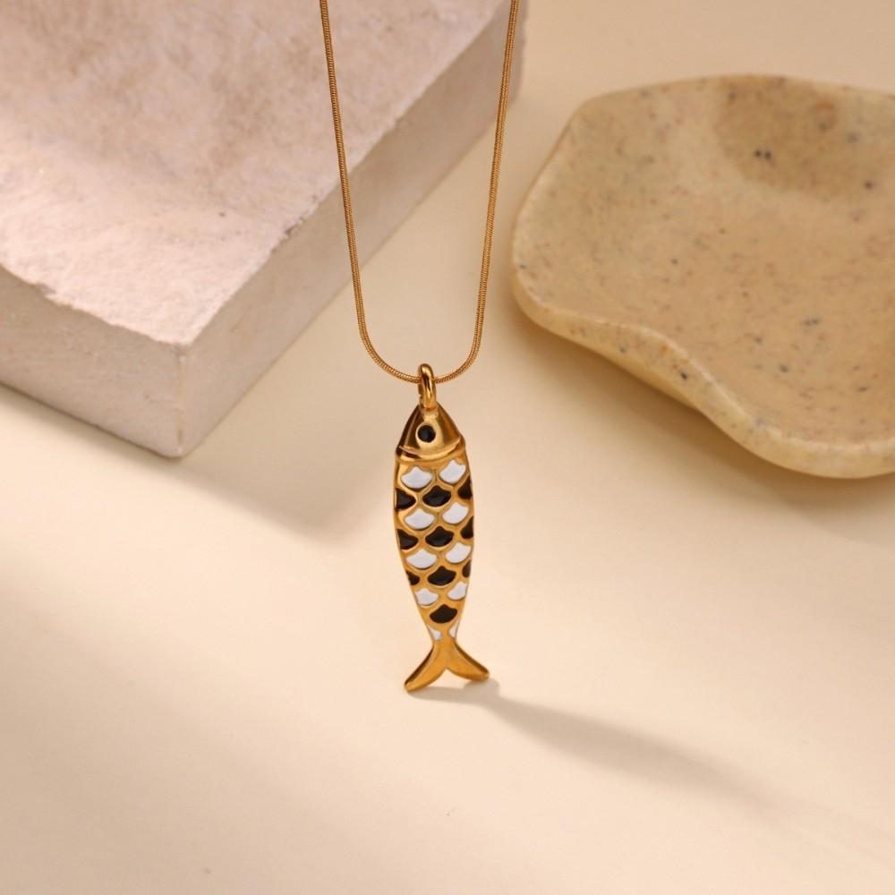 3D Charms Enamel Ocean Necklace Elegant Marine Life Necklace Unique Fish Pendant Necklace  Daily