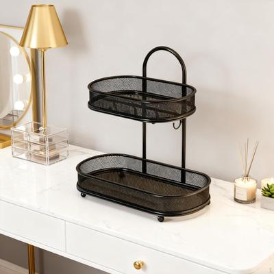 Organizzatore da Bancone per Bagno Organizzatore per Trucco Vassoio a 2 Livelli Storage Autoportante