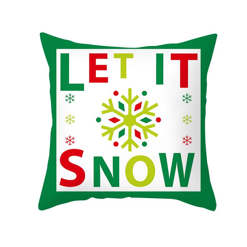 Home Products Christmas Cushion Cover Cartoon Letter Print Peach Skin Cushion Cover
