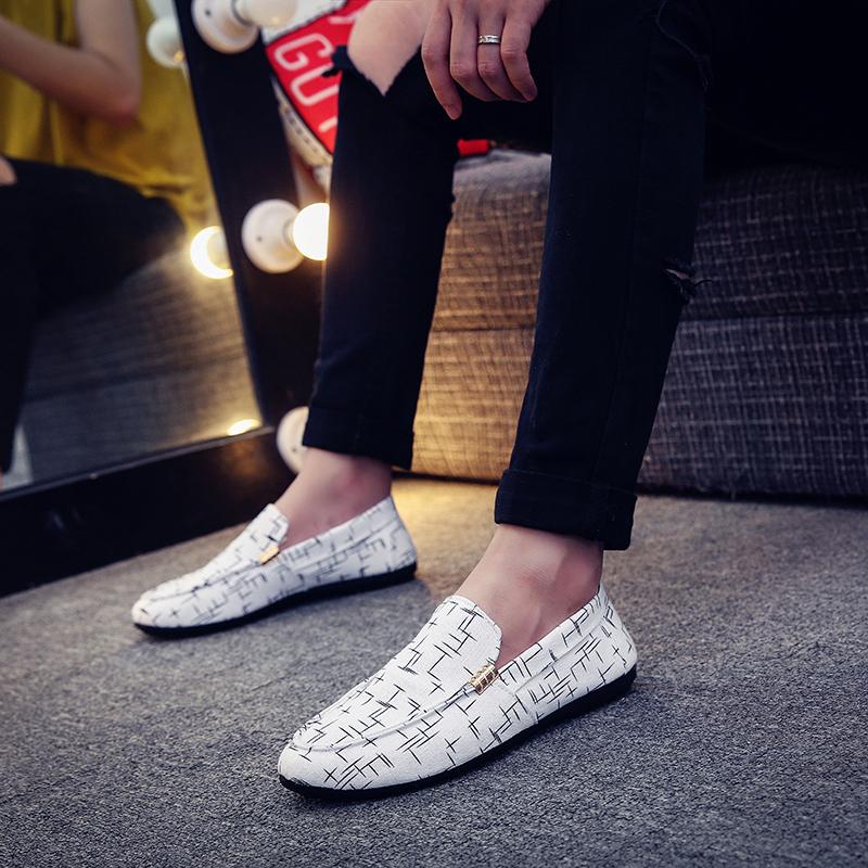 Fashion Summer Men's Loafers Comfortable Canvas Casual Shoes for Men Slip-On Soft Driving Shoes Fashion Big Size Men Walking Shoes Flats