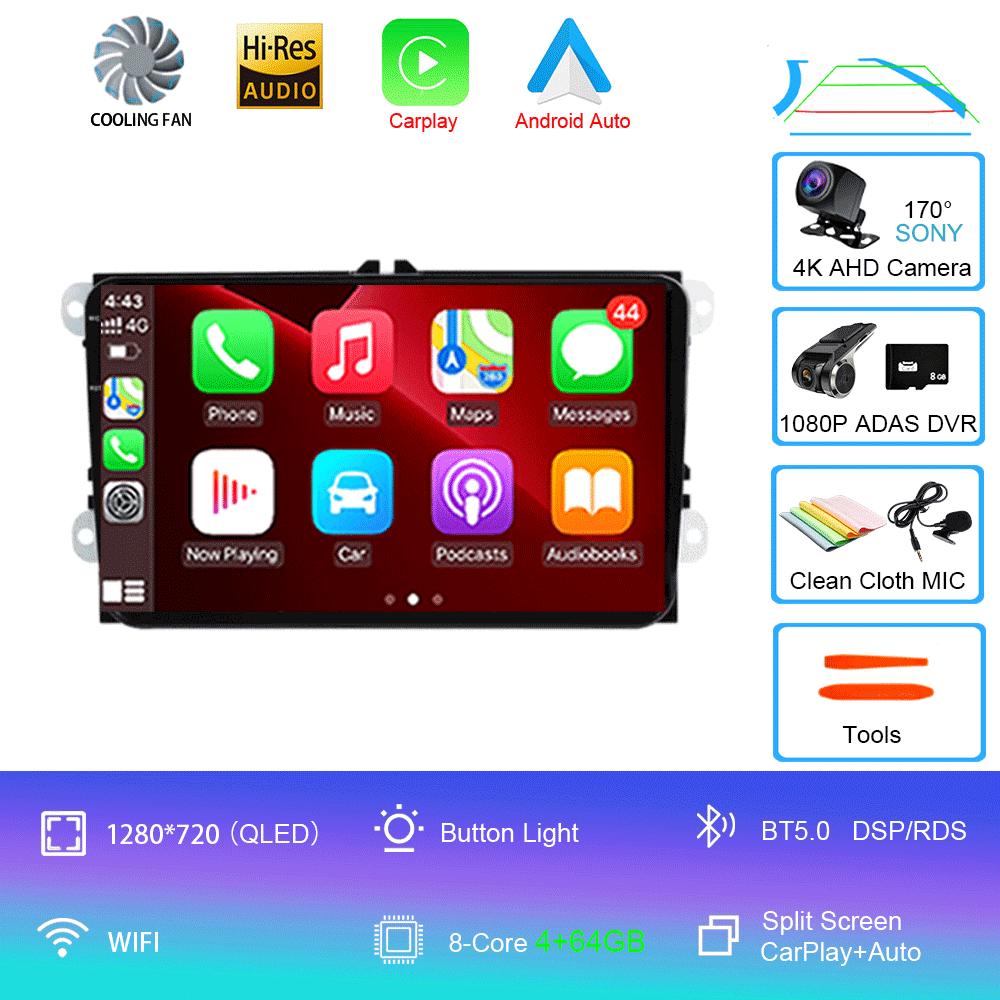 Android 14 For VW Volkswagen Skoda Octavia Golf 5 VW Touran Passat B6 Polo Tiguan Car Multimedia Radio Navigation GPS CarPlay