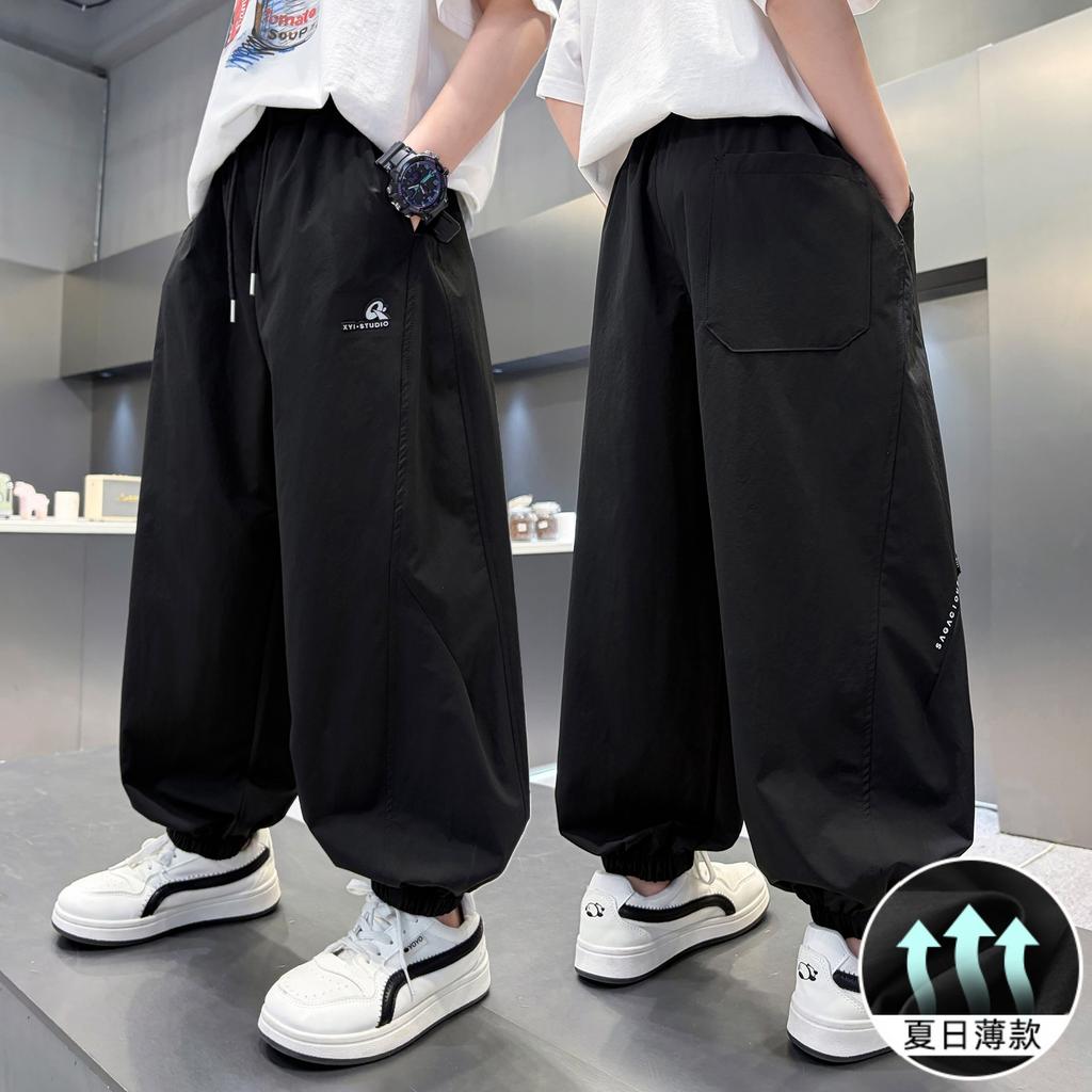 Boys' cool quick drying pants summer 2026 new children's summer pants breathable mid size children's leg tied pants