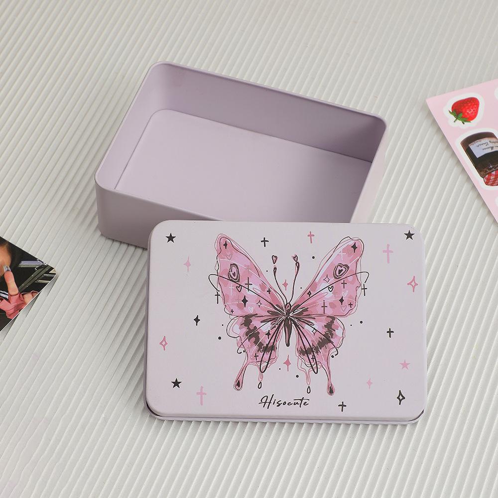 Ins Style Girl DIY Hand Account Sticker Goo Card Storage Box Student Desktop Finishing Star Card Storage Iron Box