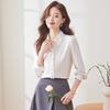 Women's Long-Sleeve Business Casual Lace Trim Shirt