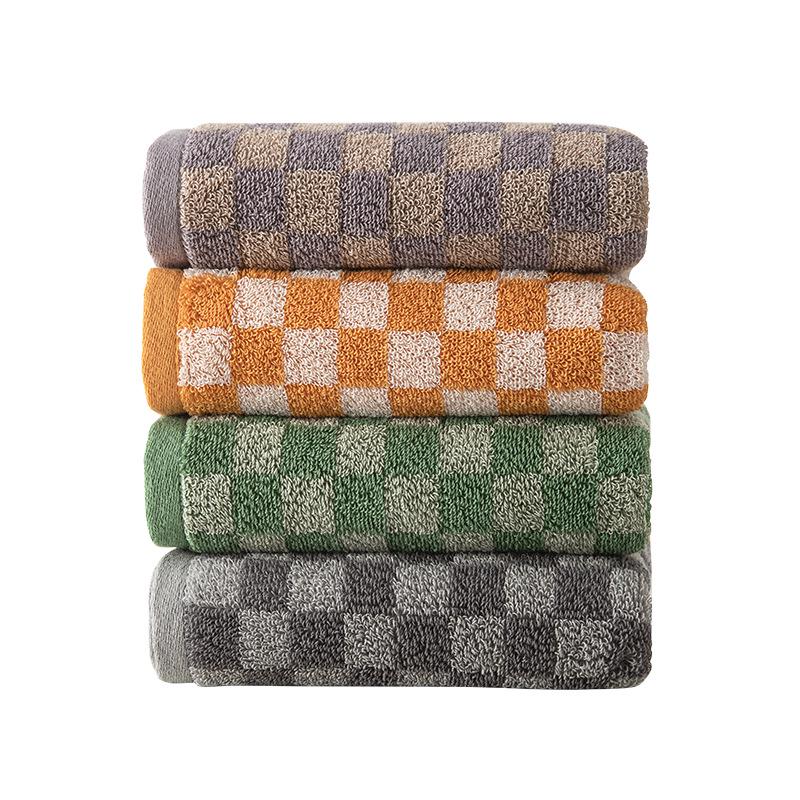 100% Cotton Checkerboard Towel - Absorbent, Thick, and Soft (34x75cm)