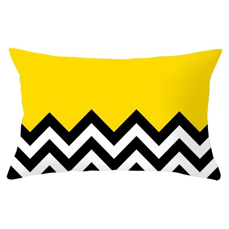 30*50cm Geometric Black and Yellow Pattern Printing Decorative Sofa Living Room Home Furnishing Polyester Rectangular Pillowcase