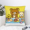 Rilakkuma Cartoon Quadratische Kissenhülle Kawaii Kissenbezug Vintage Reißverschluss Dekoration Kissenbezug für Sitz 45x45cm