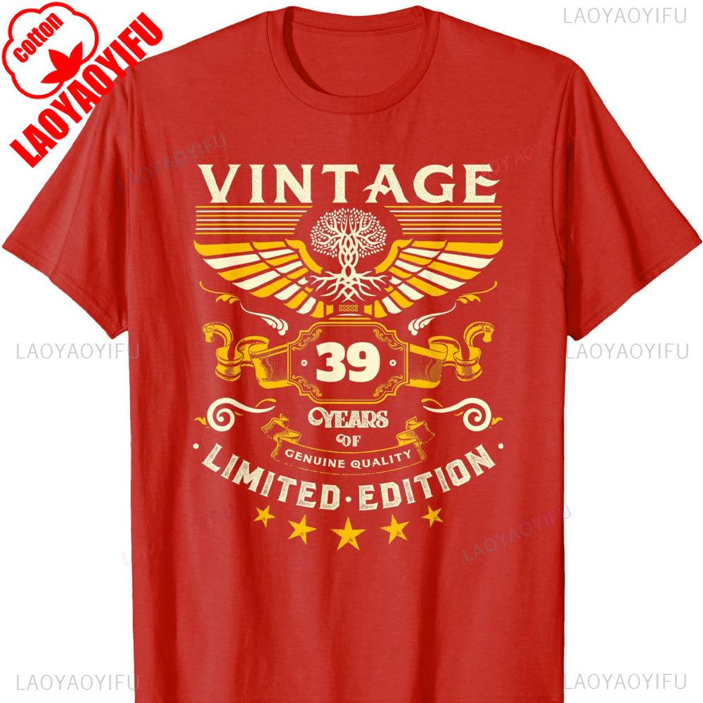 Mens Turning 39 Birthday Decorations for Men 39th Birthday TShirt Graphic T Shirts Men Clothing Streetwear High Quality Cotton
