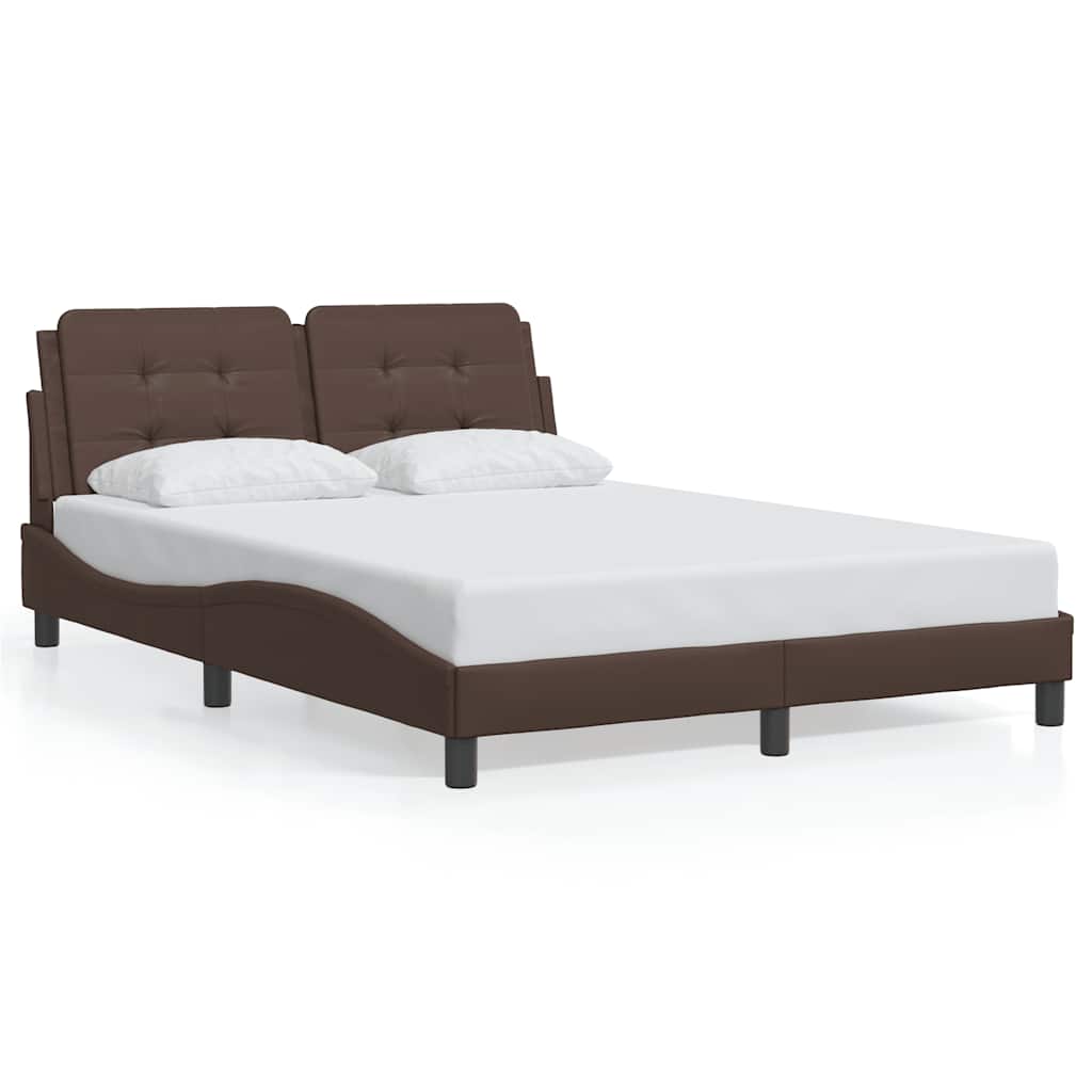 Bed Frame Without Mattress Zadar Brown 120 X 200 Cm Faux Leather