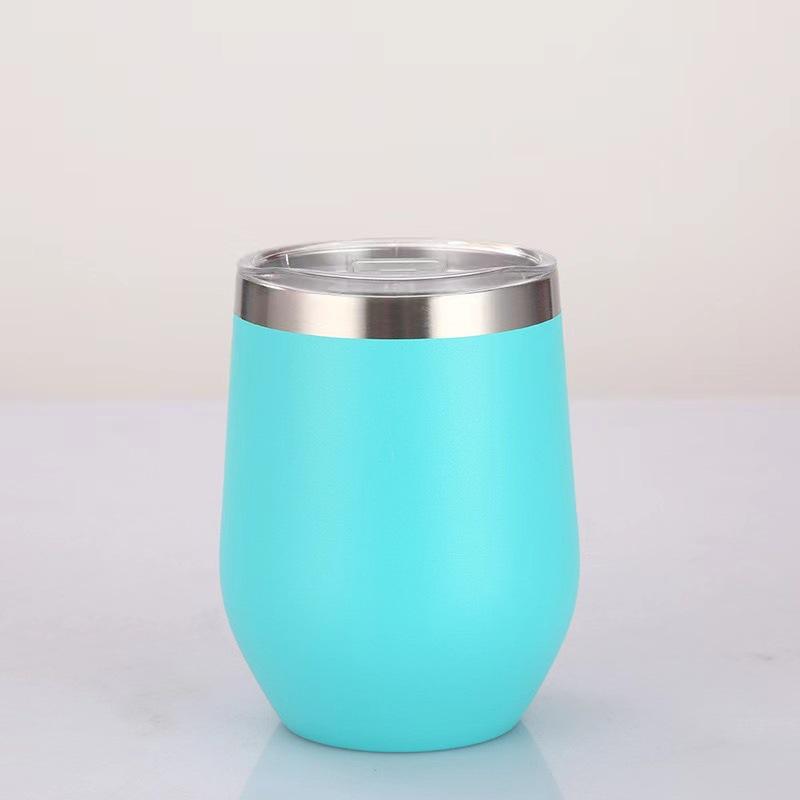 12OZ Stainless Steel Eggshell Cup Double Wall Insulated Vacuum Drinking Cup with Lids U-shaped Coffee Mug Thermal Cup for Coffee