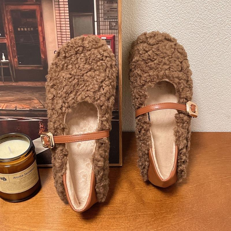 Doudou shoes cotton shoes women's platform one pedal Mary Jane Mao Mao Baotou two wear autumn and winter new fashion versatile