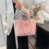 Large Capacity Hasp Bow Velvet Tote Bag Versatile Furry Underarm Bag Soft Shoulder Bag  Party