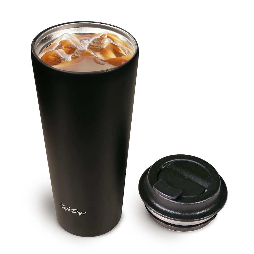 [Winter Warmth] Iris Ohyama Cafe Days Tumbler, 470ml, with a spill-resistant, cafe-style spout, easy-to-clean design, and traveler lid for warmth and