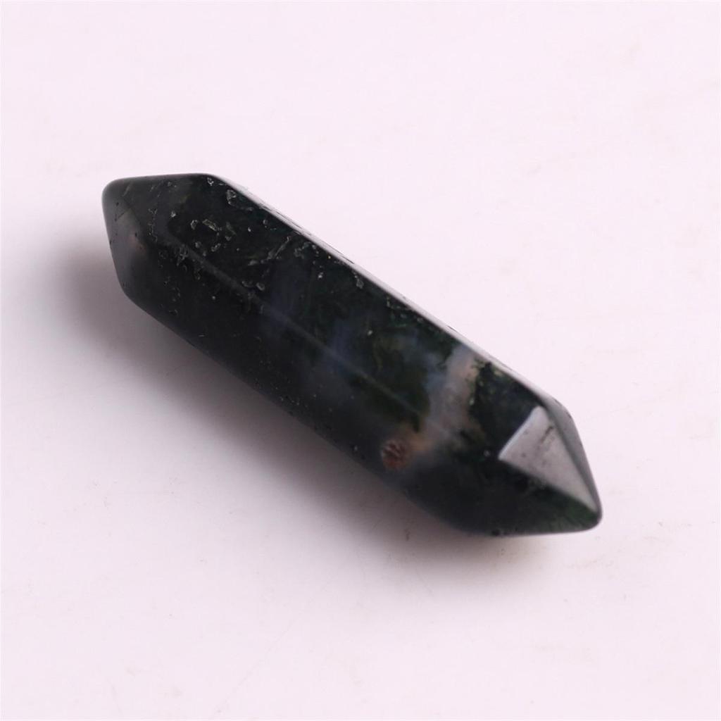 32x8mm Natural Stone Crystal Double Pointed Hexagonal Column Pendant Necklace
