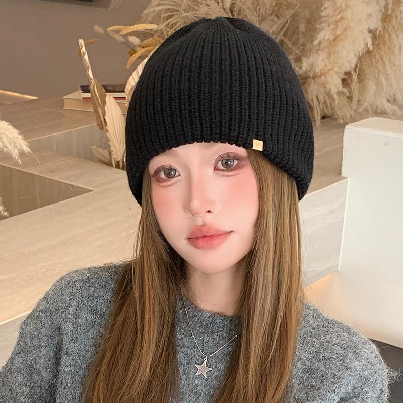 

New Knitted Thermal Pullover Hat Women s Autumn and Winter Outdoor Riding Windproof Wool Hat Ear Protector Cold Hat one size