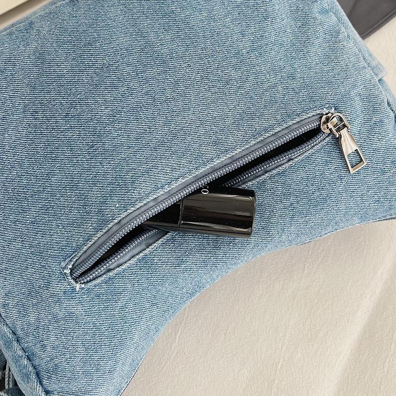 Denim Bag Multi-zipper Retro Crossbody Bag Middle-aged Mother Bag