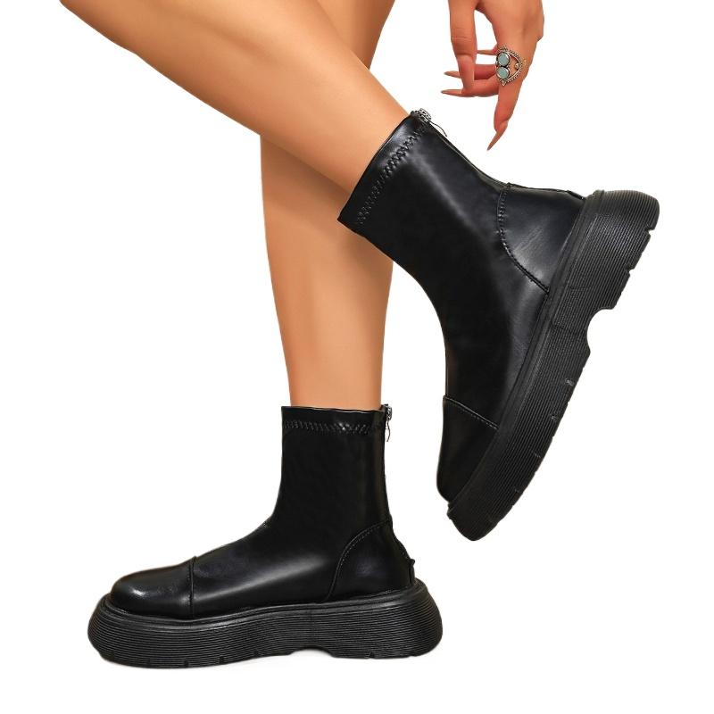 Women Suede Modern Ankle Boots Plush Mid Heels Shoes Winter Trend Office Chunky Shoes Fashion Walking Non Slip Botas Mujer