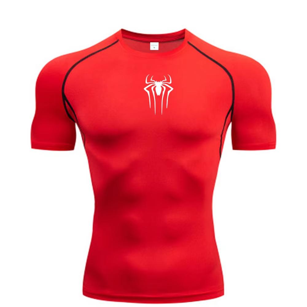 New Compression Shirt Men Fitness Gym  Sport Running spider print T-Shirt Quick Dry Short Sleeve T-Shirt For Men