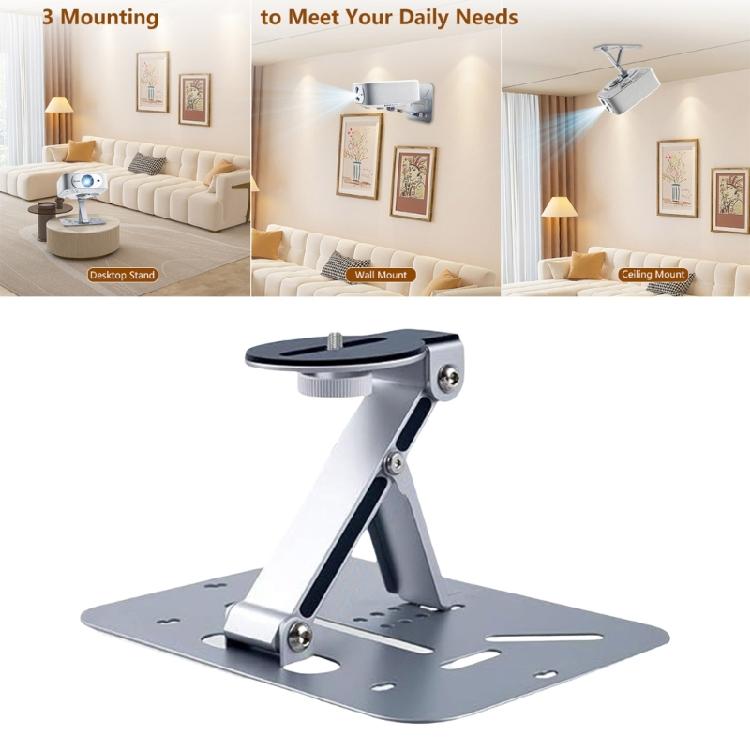 Metal Projector Stand Portable Foldable Adjustable Height Secure Base For Desktop/Wall Mount/Suspend Placement