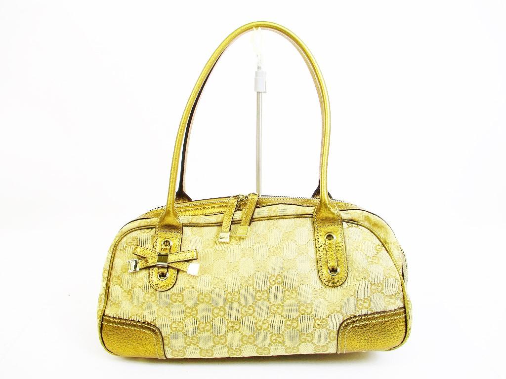 

Автентичний GUCCI GG Canvas Gold Leather Tote & Shopper Bag Portse #6696 Б/У